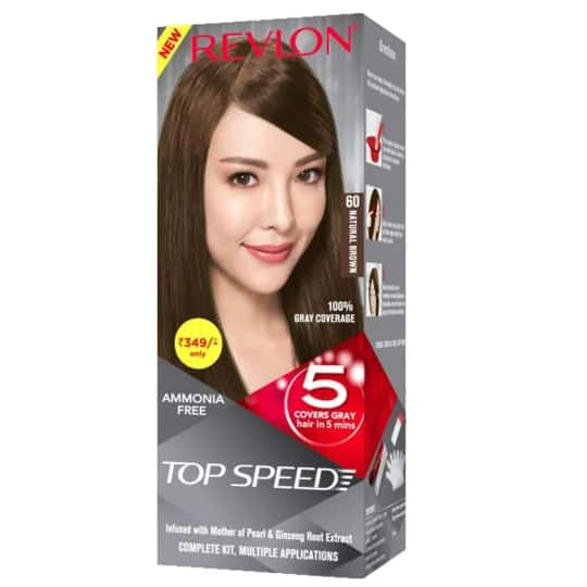 Revlon Top Speed Hair Color Small Pack For Woman - 60 Natural Brown (40g+15ml)