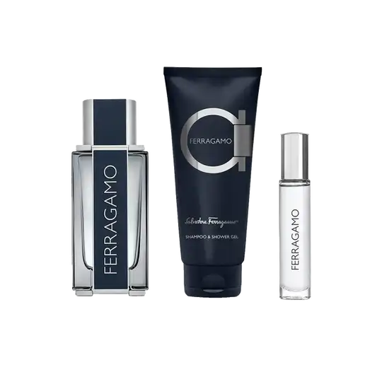 Salvatore Ferragamo FERRAGAMO Gift Set: Eau de Toilette 100ml, Shampoo & Shower Gel 100ml, Eau de Toilette 10ml (Purse Spray) - 4 Pcs