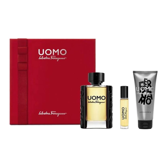 Salvatore Ferragamo Uomo Gift Set: Eau de Toilette 100ml, Shampoo Shower Gel 100ml, SPR10ml - 3 Pcs