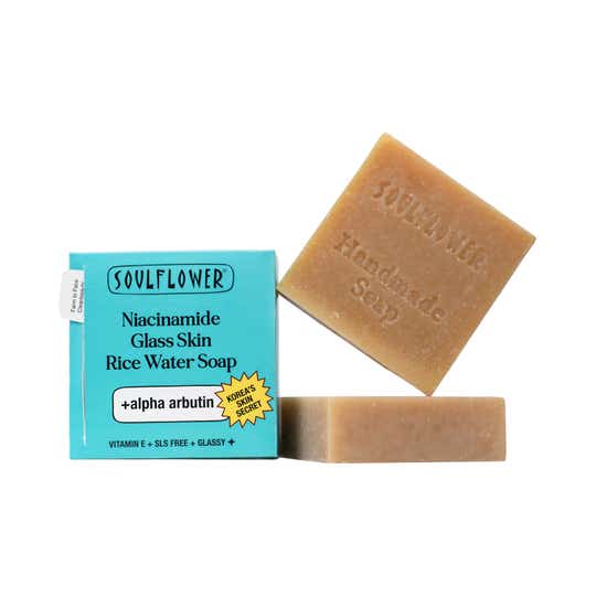 Soulflower Niacinamide Glass Skin Rice Water Soap (100 g)
