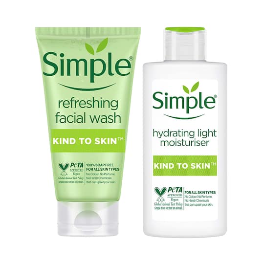 Simple Kind To Skin Refreshing Facial Wash (100 ml) + Hydrating Light Moisturiser (125 ml) Combo