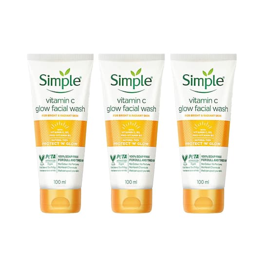 Simple Protect N Glow Vitamin C Glow Facial Wash (Pack of 3) Combo