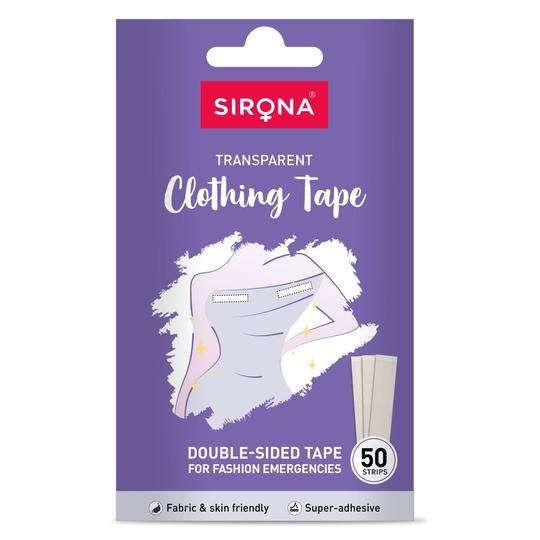 Sirona Transparent Double-Sided Clothing Tapes for Fashion Emergencies (50 Strips)