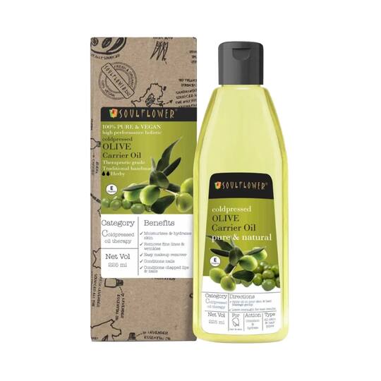 Soulflower Cold Pressed Olive Oil For Hair & Skin - (225ml)