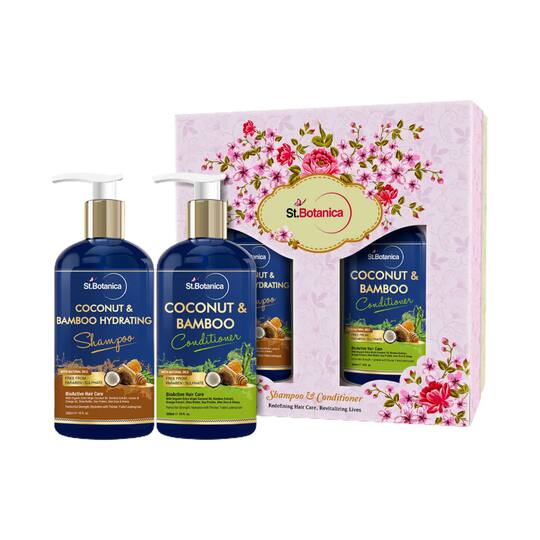 St.Botanica Coconut Oil & Bamboo Hair Strengthening Shampoo & Hair Conditioner Combo (2Pcs)