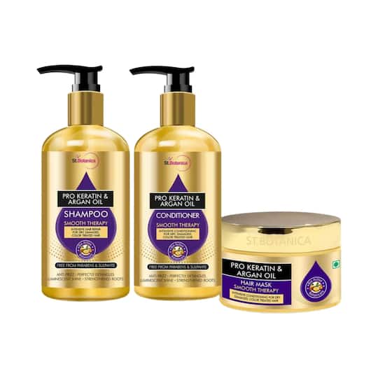 St.Botanica Pro Keratin and Argan Oil Shampoo + Conditioner + Hair Mask (3Pcs)