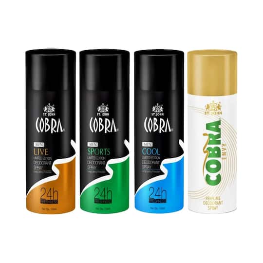ST.JOHN Cobra Live, Cool, Sports & Envy Deodorant Spray (4 Pcs)