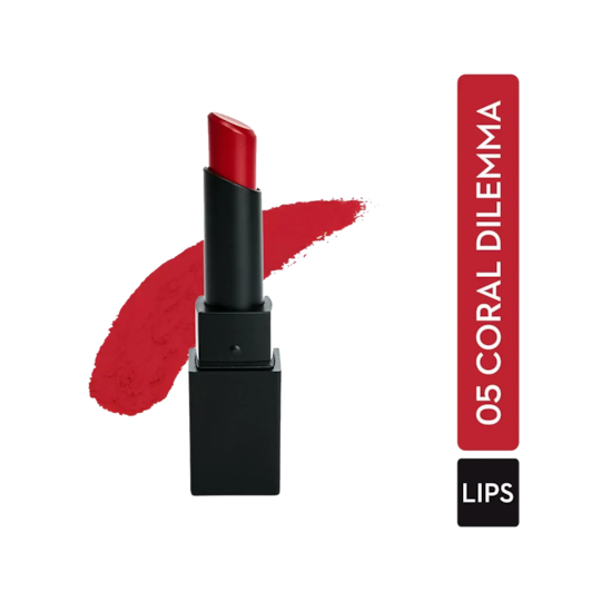 SUGAR Cosmetics Nothing Else Matter Longwear Lipstick - 05 Coral Dilemma (Bright Orange Red) (3.5g)