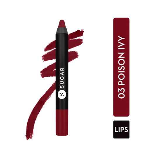 SUGAR Cosmetics Matte As Hell Crayon Lipstick - 03 Poison Ivy (Wine) (2.8g)