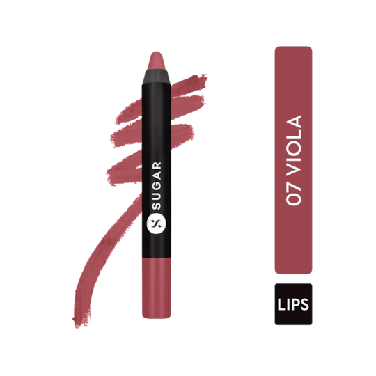 SUGAR Cosmetics Matte As Hell Crayon Lipstick - 07 Viola (Mauve Nude) (2.8g)