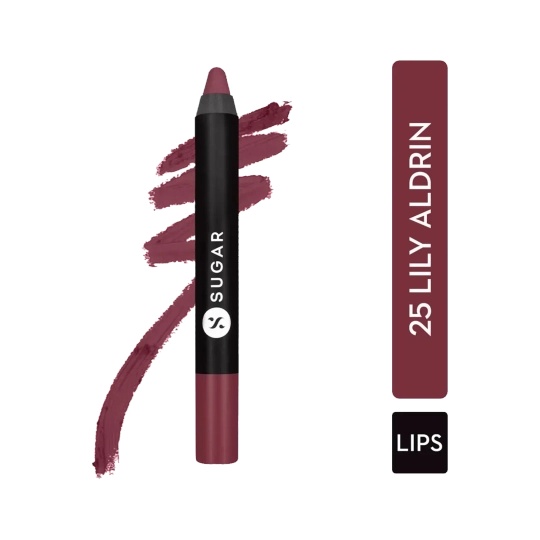 SUGAR Cosmetics Matte As Hell Crayon Lipstick - 25 Lily Aldrin (Mauve Pink) (2.8g)