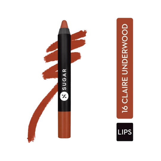 SUGAR Cosmetics Matte As Hell Crayon Lipstick - 16 Claire Underwood (Burnt Orange) (2.8g)