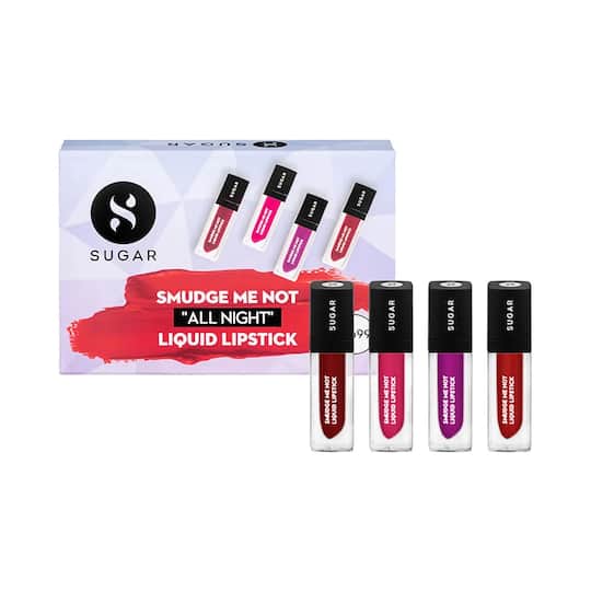 SUGAR Cosmetics Smudge Me Not All Night Liquid Lipstick Gift Set - Multi (4.5ml) - 4 Pcs