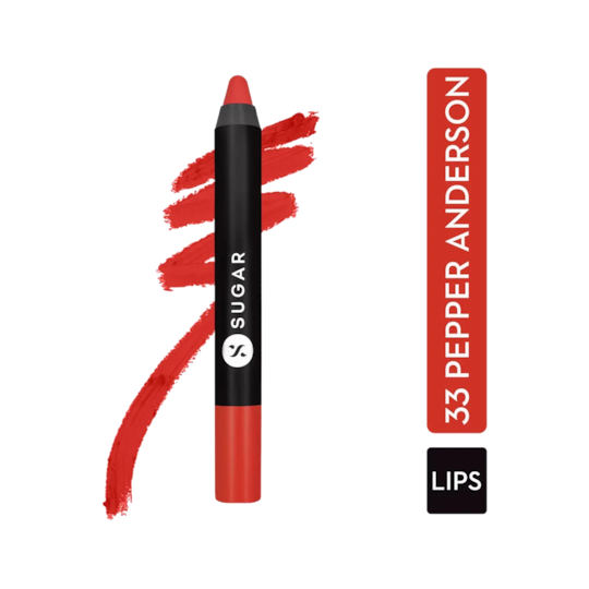 SUGAR Cosmetics Matte As Hell Crayon Lipstick - 33 Pepper Anderson (Orangey red) (2.8g)