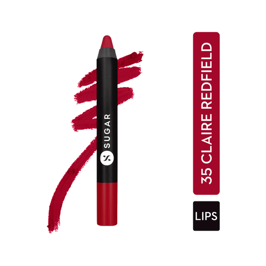 SUGAR Cosmetics Matte As Hell Crayon Lipstick - 35 Claire Redfield (Pure red) (2.8g)