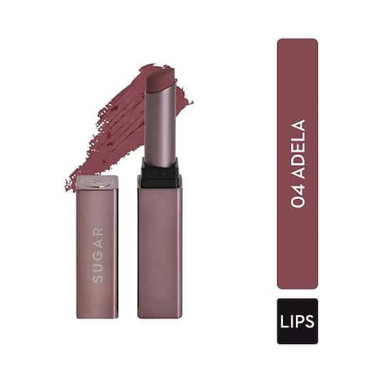 SUGAR Cosmetics Mettle Satin Lipstick - 04 Adela (Warm Muted Peach) (2.2g)