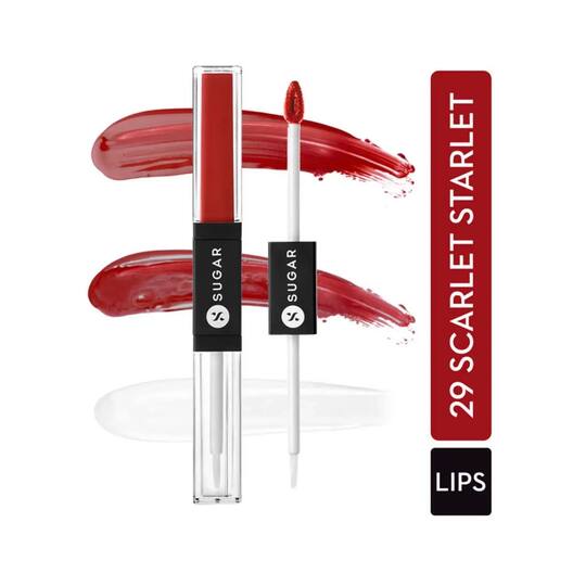 SUGAR Cosmetics Smudge Me Not Lip Duo - 29 Scarlet Starlet (Orange Red) (3.5ml)