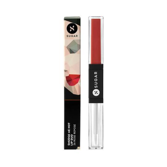 SUGAR Cosmetics Smudge Me Not Lip Duo - 26 Rose Repose (Peach Pink) (3.5ml)