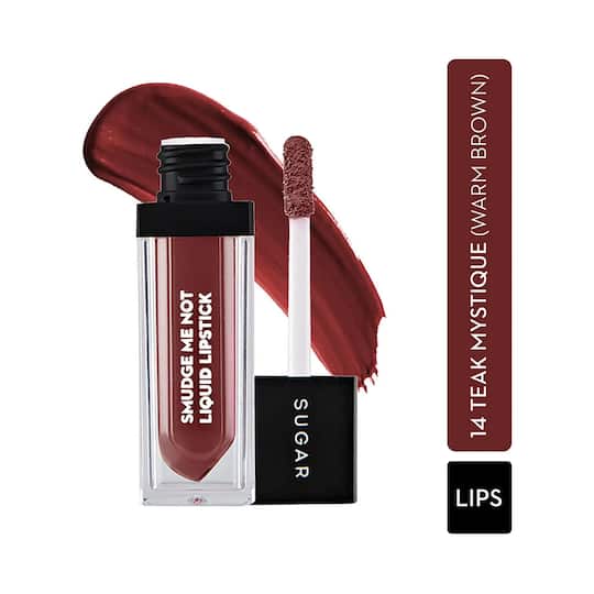 SUGAR Cosmetics Smudge Me Not Liquid Lipstick - 14 Teak Mystique (Warm Brown) (4.5ml)