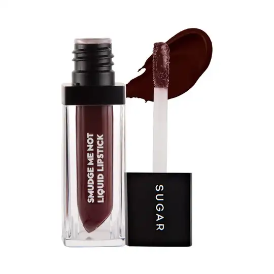 SUGAR Cosmetics Smudge Me Not Liquid Lipstick - 21 Aubergine Queen (Blackened Burgundy) (4.5ml)