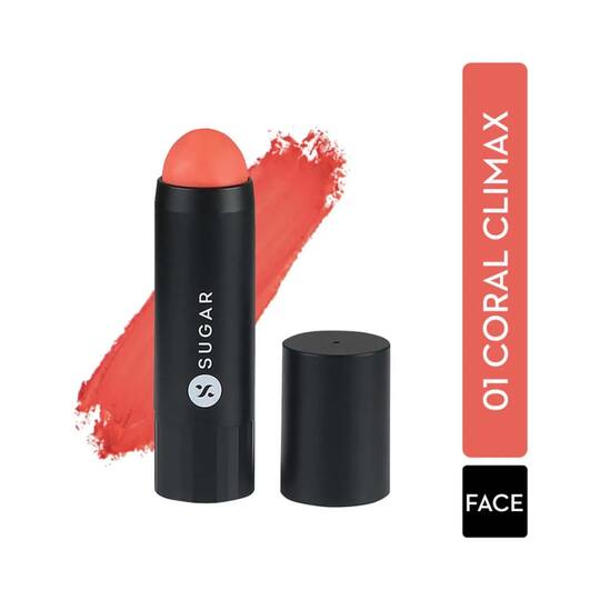 SUGAR Cosmetics Face Fwd Blush Stick - 01 Coral Climax (Bright Coral) (7g)