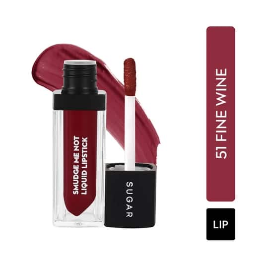 SUGAR Cosmetics Smudge Me Not Liquid Lipstick - 51 Fine Wine (Burgundy Red) (4.5ml)