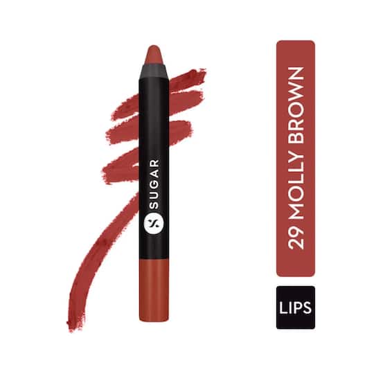 SUGAR Cosmetics Matte As Hell Crayon Lipstick - 29 Molly Brown (Peachy brown) (2.8g)