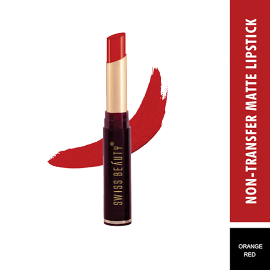 Swiss Beauty Non-Transfer Matte Lipstick - 02 Orange Red (2g)