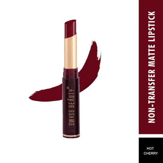 Swiss Beauty Non-Transfer Matte Lipstick - 04 Hot Cherry (2g)