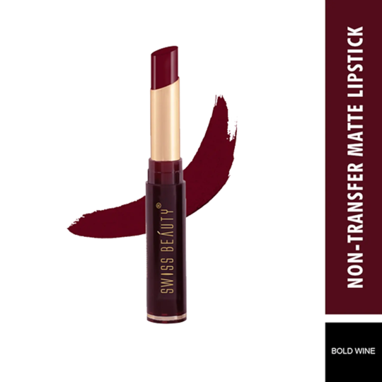 Swiss Beauty Non-Transfer Matte Lipstick - 21 Bold Wine (2g)