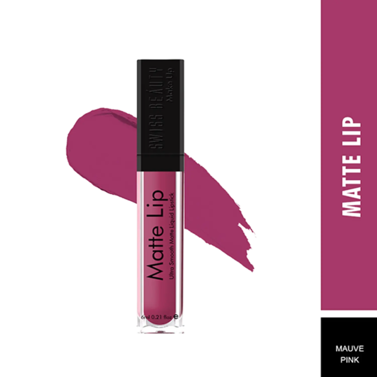 Swiss Beauty Ultra Smooth Matte Liquid Lipstick - 12 Mauve Pink (6ml)