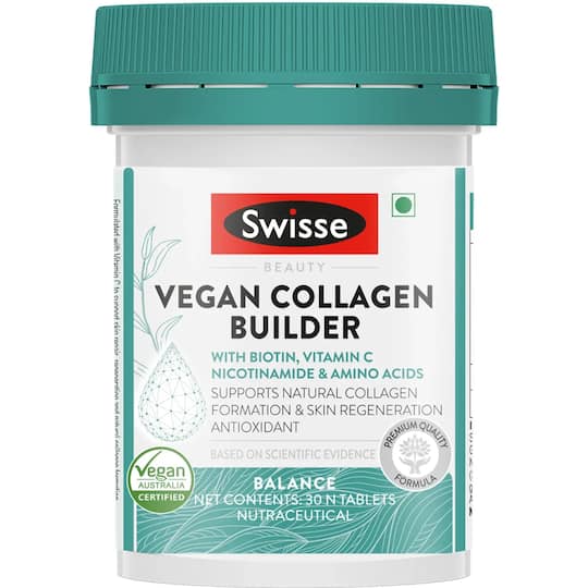 Swisse Vegan Collagen Builder with Biotin & Vitamin C supports natural collagen formation (30Tablets)