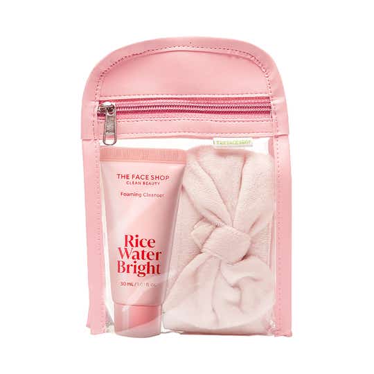 The Face Shop OG Glow Cleanse Kit with Rice Water Cleanser Headband and Pouch (3 pcs)