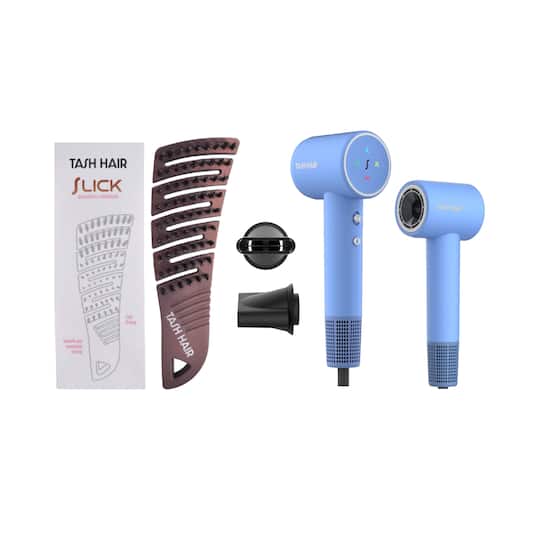 Tash Hair Airflow Fast Drying Hair Dryer - Sky & Portable Detangling Boar Bristle Hair Brush Combo