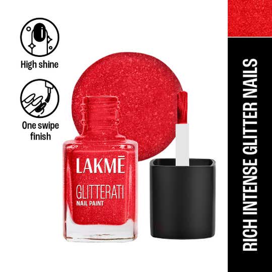 Lakme Glitterati Collection Nail Paint for High Glam - Fireball (12 ml)