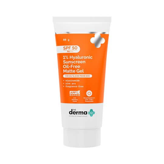 The Derma Co 1% Hyaluronic Sunscreen Oil-Free Matte Gel SPF 50 (80 g)