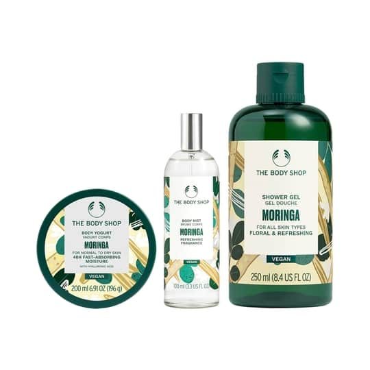 The Body Shop Moringa Shower Gel, Body Yogurt & Body Mist Combo