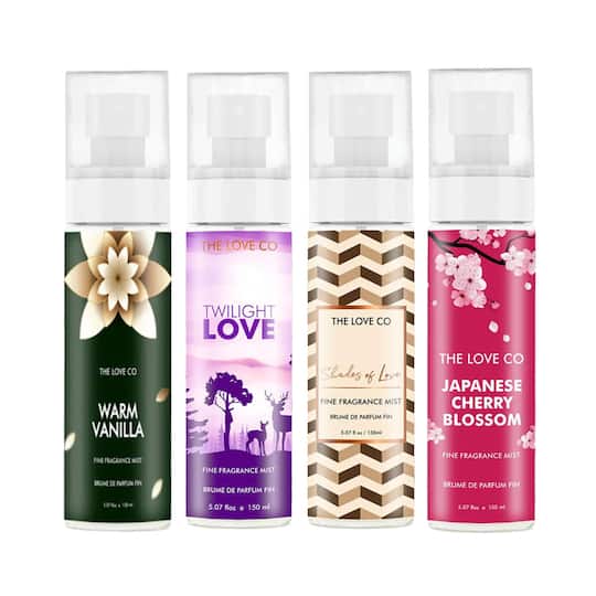 THE LOVE CO. Cherry Blossom + Vanilla + Twilight + Shades of Love Body Mist Pack of 4 Combo