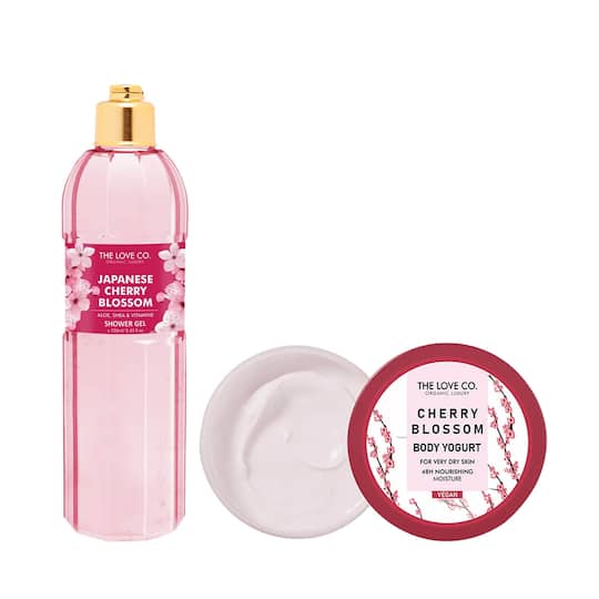 THE LOVE CO. Japanese Cherry Blossom Shower Gel + Body Yogurt Pack of 2 Combo