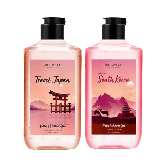 THE LOVE CO. Travel Japan + South Korea Shower Gel Pack of 2 Combo