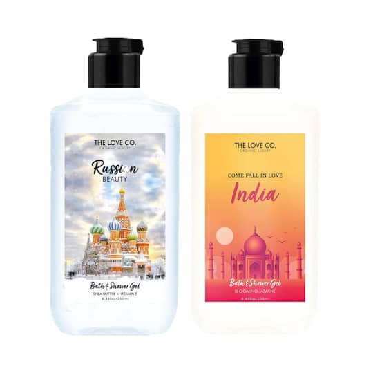 THE LOVE CO. Russian Beauty + India Shower Gel Pack of 2 Combo