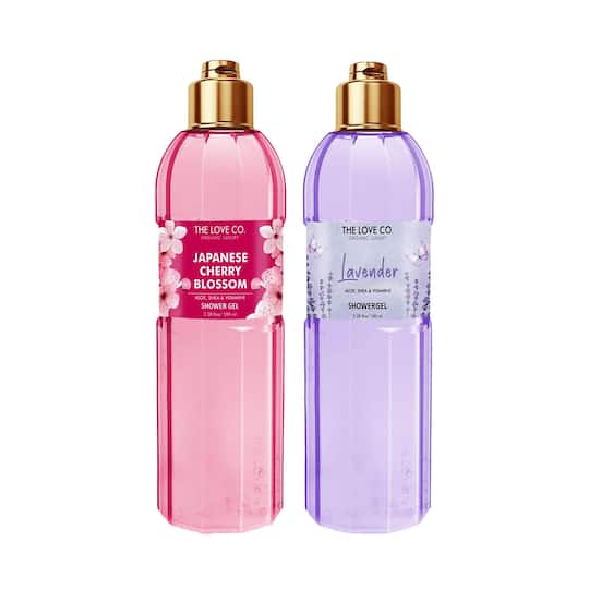 THE LOVE CO. Japanese Cherry Blossom + Lavender Shower Gel Pack of 2 Combo