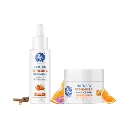 the moms co. Natural Vitamin C Face Cream (50g) & Natural Vitamin C Face Serum (30 ml) Combo