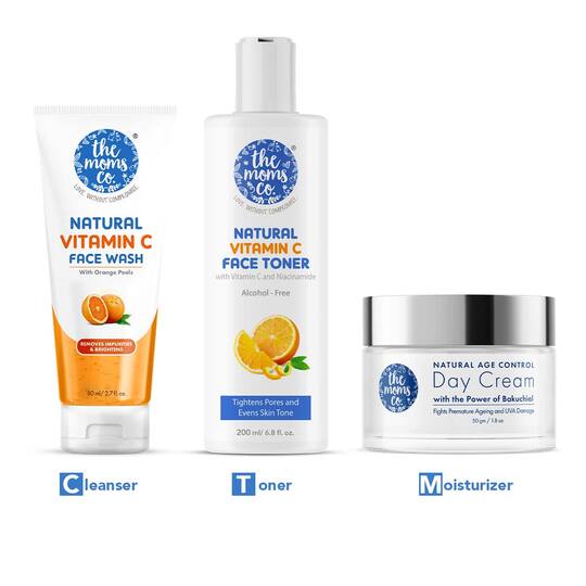 the moms co. Natural Daily Ctm Re Gime Kit Cleansing, Toning & Moisturizing Combo Kit