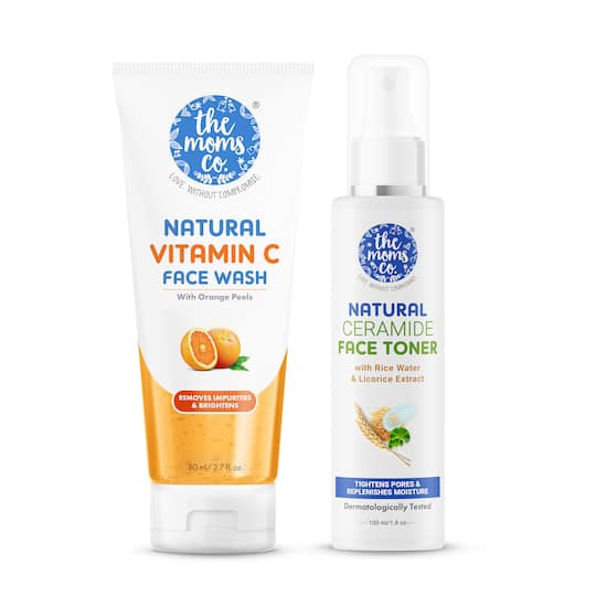 the moms co. Natural Ceramide Face Toner & Natural Vitamin C Face Wash Combo