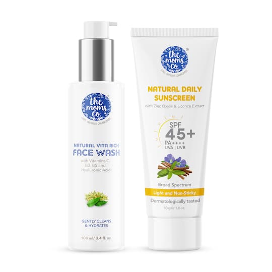 the moms co. Natural Vita Rich Face Wash & & Mineral Sunscreen With 25% Zinc Oxide Combo