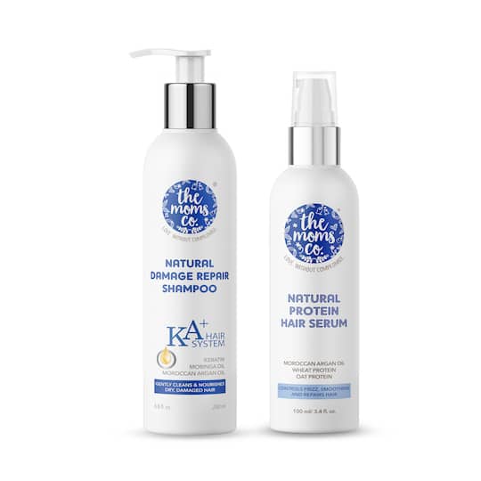 the moms co. Natural Dama Ge Repair Ka + Hair Shampoo & Natural Protein Serum Combo