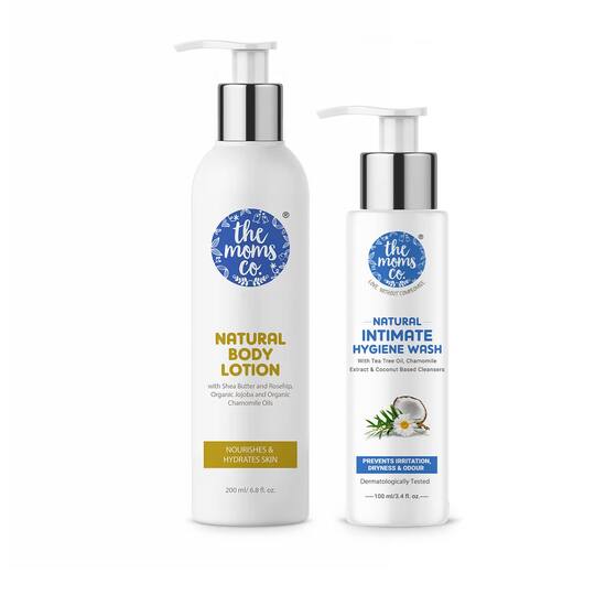 the moms co. Natural Ph Balanced Intimate Hygiene Wash & Natural Body Lotion Combo