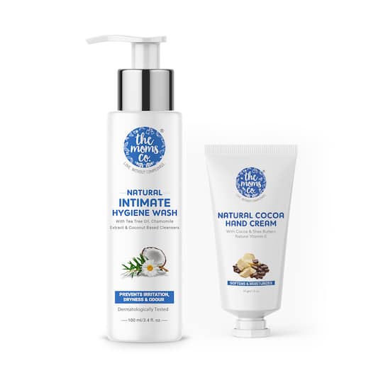 the moms co. Natural Cocoa Hand Cream & Natural Ph Balanced Intimate Hygiene Wash Combo