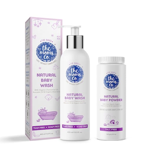 the moms co. Talc-Free Natural Baby Powder & Natural Baby Wash Combo